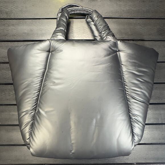 Black Quilted Puffer Tote Bag Puffy Shoulder Purse Y2K Streetwear Designer Look - Picture 4 of 15